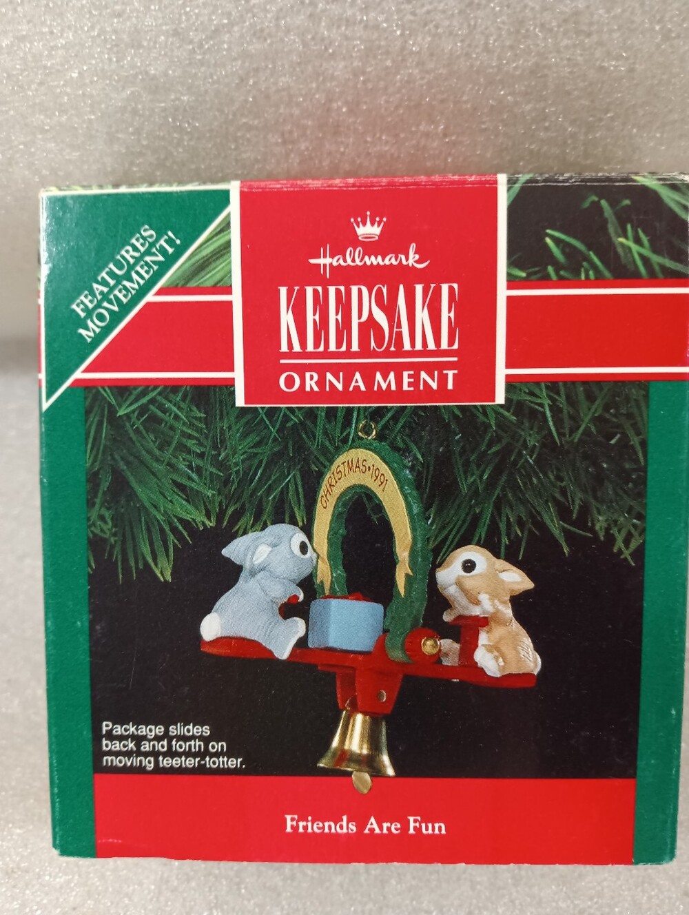 Hallmark Keepsake Ornament 1991 Movement Friends Are Fun Rabbit Teeter Totter